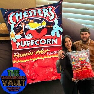 Brand New 24x18 Inch Flamin Hot Puff Corn Chips Soft Plush Pillow Popcorn